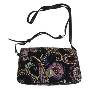 Vera Bradley Turnlock Crossbody Purse Organizer Bandana Swirl Shoulder Bag *EUC*